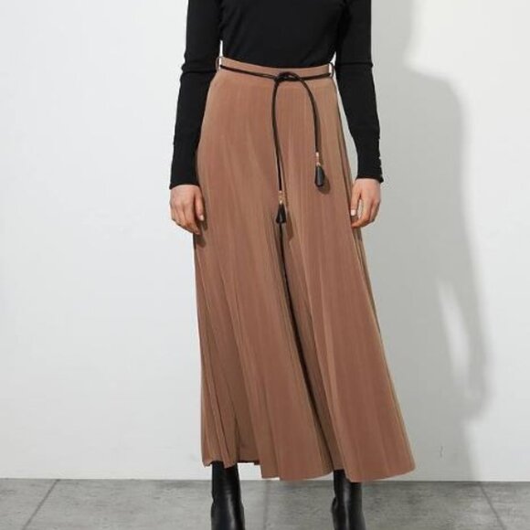 Joseph Ribkoff Pants - Joseph Ribkoff | Stylish Beige Wide Leg Pleated Trousers
